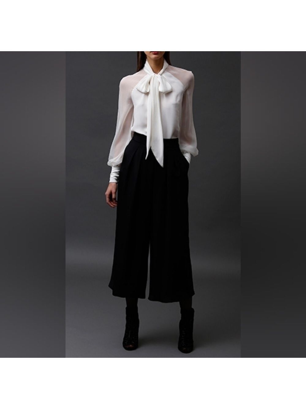 TRÏBE SOLID Black Sheer Culottes with Elastic Waistband Size Small NWT - Picture 3 of 11